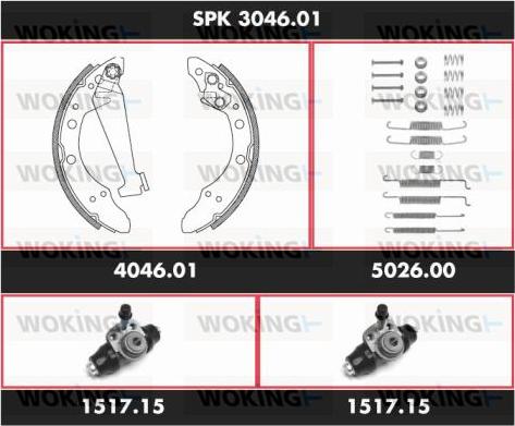 Woking SPK 3046.01 - Bremsbackensatz alexcarstop-ersatzteile.com