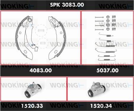 Woking SPK 3083.00 - Bremsbackensatz alexcarstop-ersatzteile.com