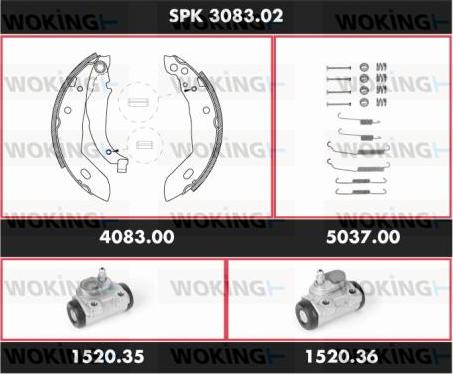 Woking SPK 3083.02 - Bremsbackensatz alexcarstop-ersatzteile.com