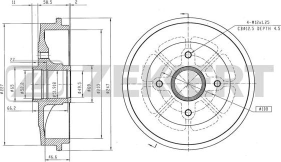 Zekkert BS-5537 - Bremstrommel alexcarstop-ersatzteile.com