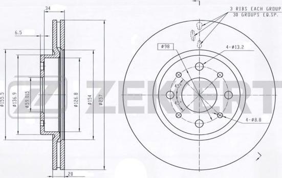 Zekkert BS-5008 - Bremsscheibe alexcarstop-ersatzteile.com