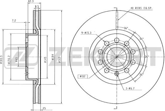 Zekkert BS-5016B - Bremsscheibe alexcarstop-ersatzteile.com