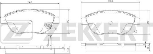 Zekkert BS-1688 - Bremsbelagsatz, Scheibenbremse alexcarstop-ersatzteile.com