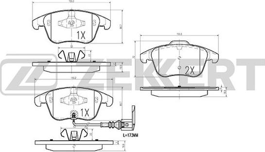 Zekkert BS-1009 - Bremsbelagsatz, Scheibenbremse alexcarstop-ersatzteile.com