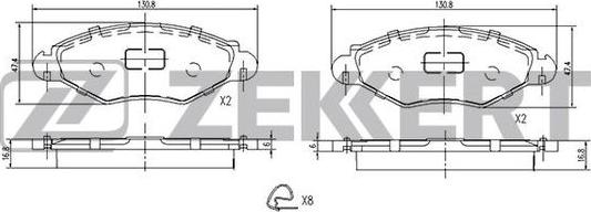 Zekkert BS-1034 - Bremsbelagsatz, Scheibenbremse alexcarstop-ersatzteile.com