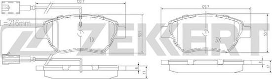 Zekkert BS-1167 - Bremsbelagsatz, Scheibenbremse alexcarstop-ersatzteile.com