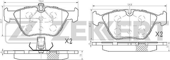 Zekkert BS-1102 - Bremsbelagsatz, Scheibenbremse alexcarstop-ersatzteile.com