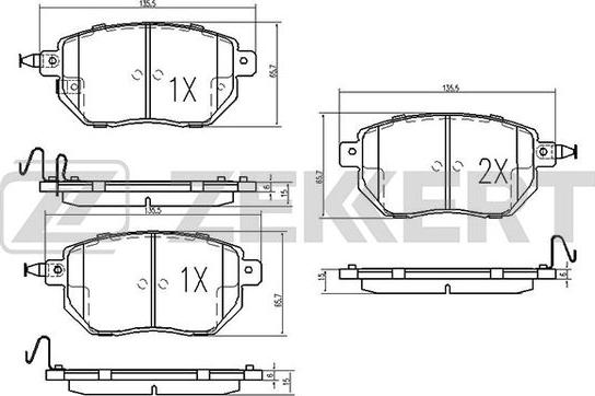 Zekkert BS-1874 - Bremsbelagsatz, Scheibenbremse alexcarstop-ersatzteile.com