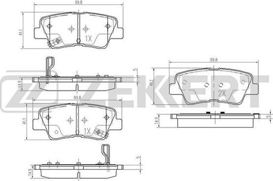 Zekkert BS-2444 - Bremsbelagsatz, Scheibenbremse alexcarstop-ersatzteile.com