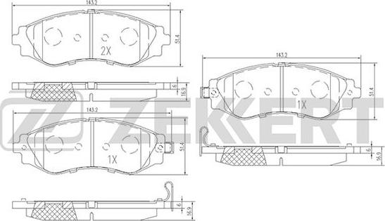 Zekkert BS-2810 - Bremsbelagsatz, Scheibenbremse alexcarstop-ersatzteile.com