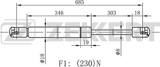 Zekkert GF-2028 - Gasfeder, Motorhaube alexcarstop-ersatzteile.com