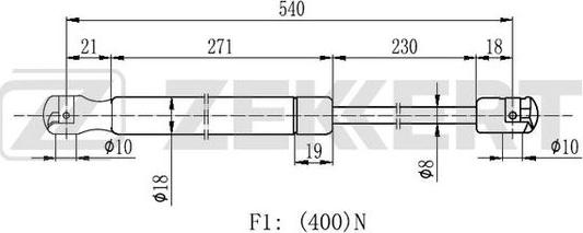 Zekkert GF-2187 - Gasfeder, Koffer / Laderaum alexcarstop-ersatzteile.com