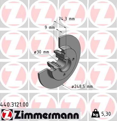 Zimmermann 440.3121.00 - Bremsscheibe alexcarstop-ersatzteile.com