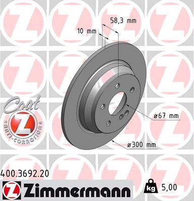 Zimmermann 400.3692.20 - Bremsscheibe alexcarstop-ersatzteile.com