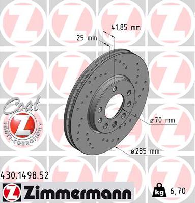 Zimmermann 430.1498.52 - Bremsscheibe alexcarstop-ersatzteile.com