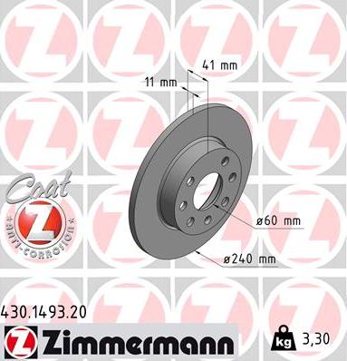 Zimmermann 430.1493.20 - Bremsscheibe alexcarstop-ersatzteile.com