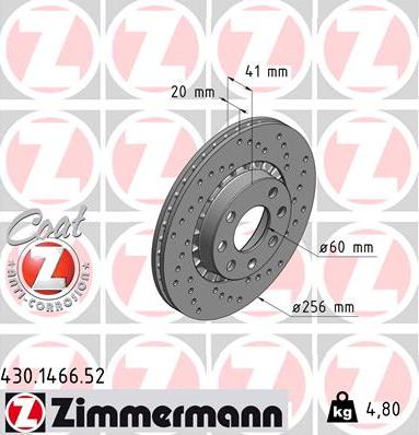 Zimmermann 430.1466.52 - Bremsscheibe alexcarstop-ersatzteile.com