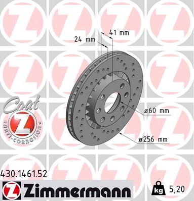 Zimmermann 430.1461.52 - Bremsscheibe alexcarstop-ersatzteile.com