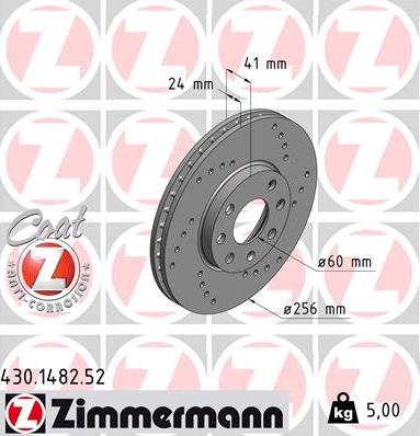 Zimmermann 430.1482.52 - Bremsscheibe alexcarstop-ersatzteile.com