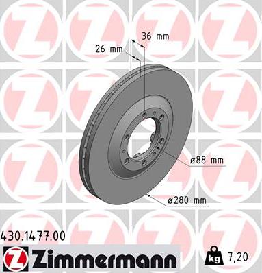 Zimmermann 430.1477.00 - Bremsscheibe alexcarstop-ersatzteile.com