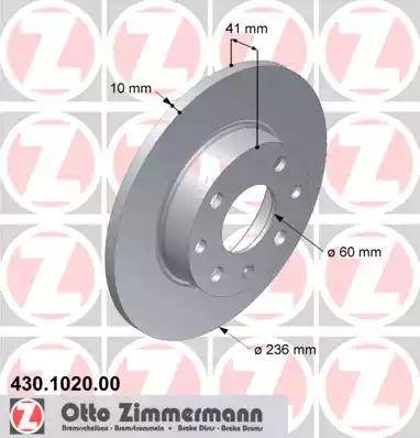 Zimmermann 430.1020.00 - Bremsscheibe alexcarstop-ersatzteile.com