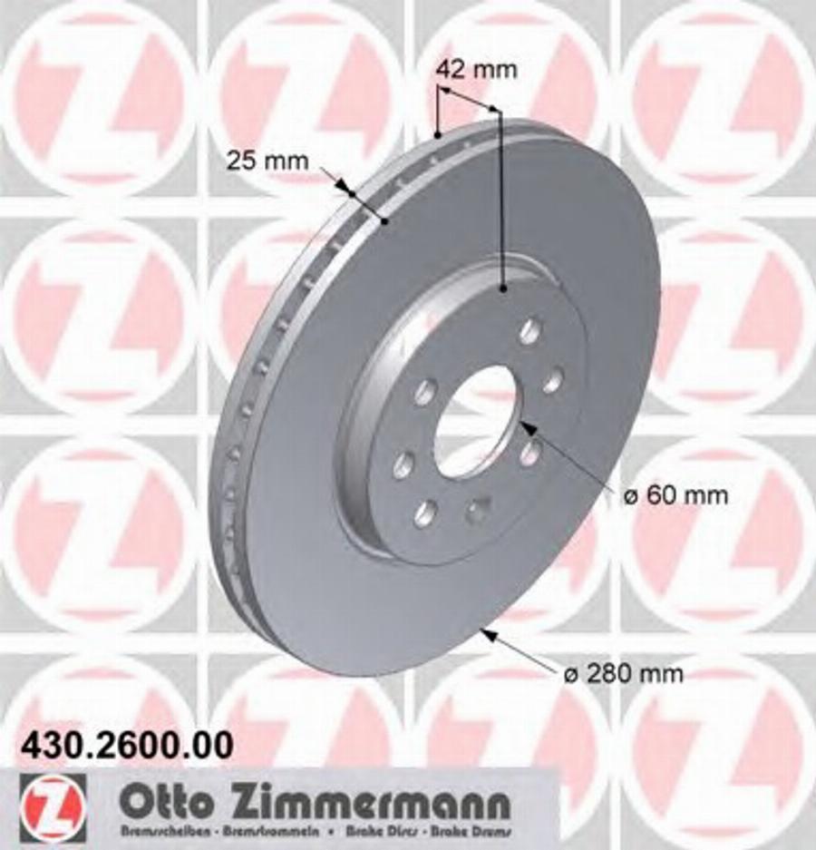 Zimmermann 430.2600.00 - Bremsscheibe alexcarstop-ersatzteile.com