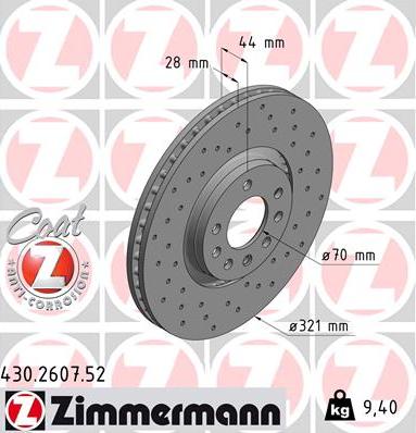 Zimmermann 430.2607.52 - Bremsscheibe alexcarstop-ersatzteile.com