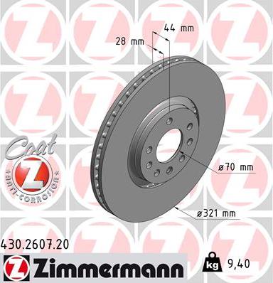 Zimmermann 430.2607.20 - Bremsscheibe alexcarstop-ersatzteile.com