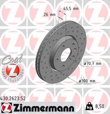 Zimmermann 430.2623.52 - Bremsscheibe alexcarstop-ersatzteile.com