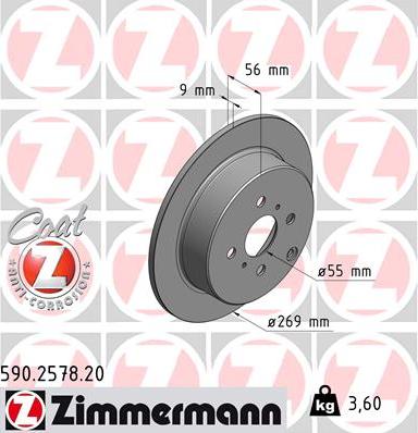 Zimmermann 590.2578.20 - Bremsscheibe alexcarstop-ersatzteile.com