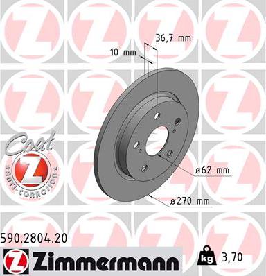 Zimmermann 590.2804.20 - Bremsscheibe alexcarstop-ersatzteile.com