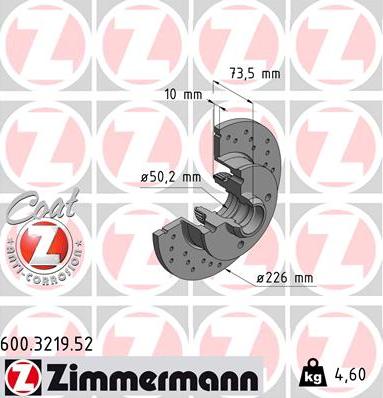 Zimmermann 600.3219.52 - Bremsscheibe alexcarstop-ersatzteile.com