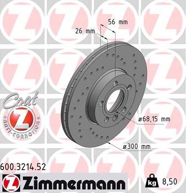 Zimmermann 600.3214.52 - Bremsscheibe alexcarstop-ersatzteile.com