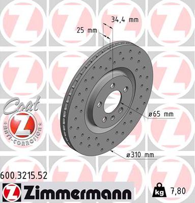 Zimmermann 600.3215.52 - Bremsscheibe alexcarstop-ersatzteile.com