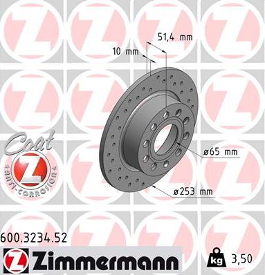 Zimmermann 600.3234.52 - Bremsscheibe alexcarstop-ersatzteile.com