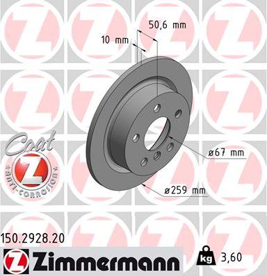 Zimmermann 150.2928.20 - Bremsscheibe alexcarstop-ersatzteile.com