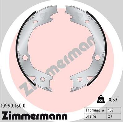 Zimmermann 10990.160.0 - Bremsbackensatz, Feststellbremse alexcarstop-ersatzteile.com