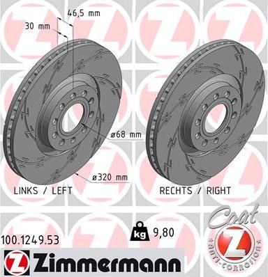 Zimmermann 100.1249.53 - Bremsscheibe alexcarstop-ersatzteile.com