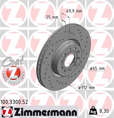 Zimmermann 100.3300.52 - Bremsscheibe alexcarstop-ersatzteile.com