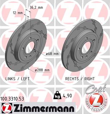 Zimmermann 100.3310.53 - Bremsscheibe alexcarstop-ersatzteile.com