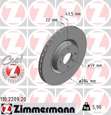 Zimmermann 110.2209.20 - Bremsscheibe alexcarstop-ersatzteile.com