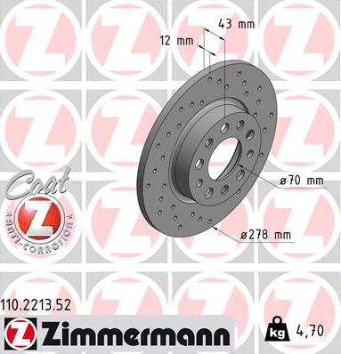 Zimmermann 110.2213.52 - Bremsscheibe alexcarstop-ersatzteile.com