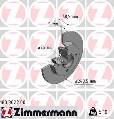 Zimmermann 180.3022.00 - Bremsscheibe alexcarstop-ersatzteile.com