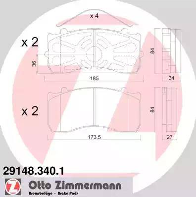 Zimmermann 29148.340.1 - Bremsbelagsatz, Scheibenbremse alexcarstop-ersatzteile.com