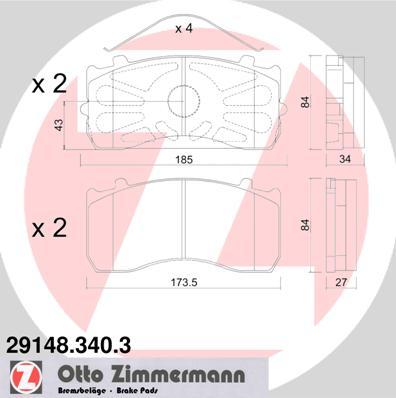 Zimmermann 29148.340.3 - Bremsbelagsatz, Scheibenbremse alexcarstop-ersatzteile.com