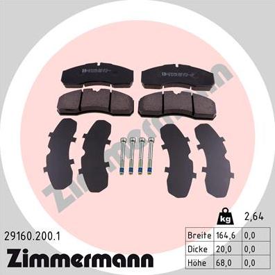 Zimmermann 29160.200.1 - Bremsbelagsatz, Scheibenbremse alexcarstop-ersatzteile.com