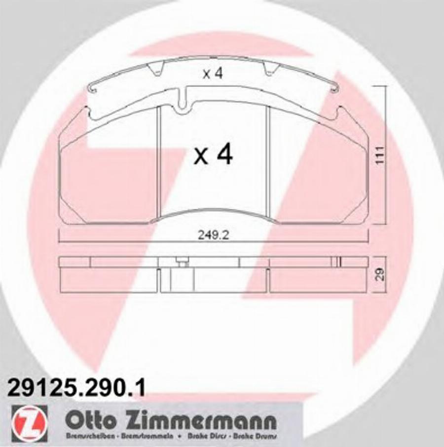 Zimmermann 29125.290.1 - Bremsbelagsatz, Scheibenbremse alexcarstop-ersatzteile.com