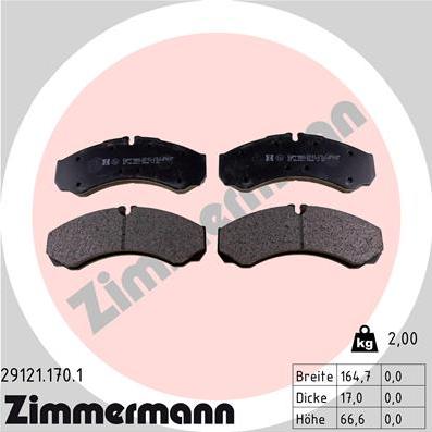 Zimmermann 29121.170.1 - Bremsbelagsatz, Scheibenbremse alexcarstop-ersatzteile.com