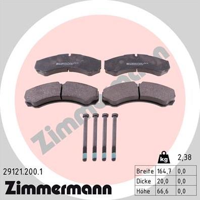 Zimmermann 29121.200.1 - Bremsbelagsatz, Scheibenbremse alexcarstop-ersatzteile.com