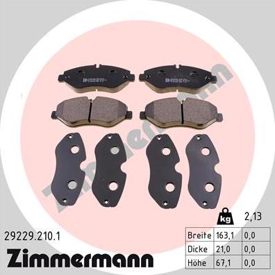 Zimmermann 29229.210.1 - Bremsbelagsatz, Scheibenbremse alexcarstop-ersatzteile.com